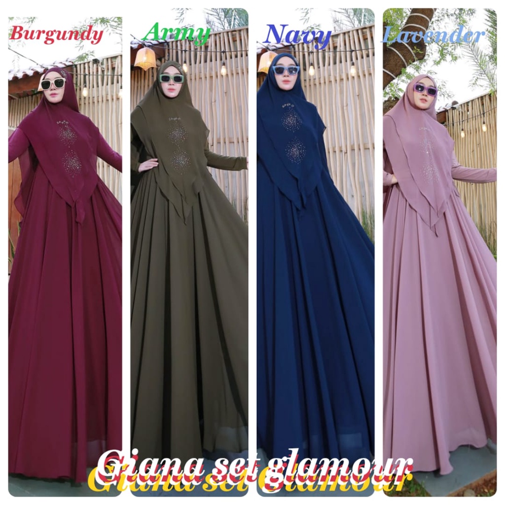 Giana set glamour by Sarkis / gamis syari size jumbo dan standar (tanyakan stok)