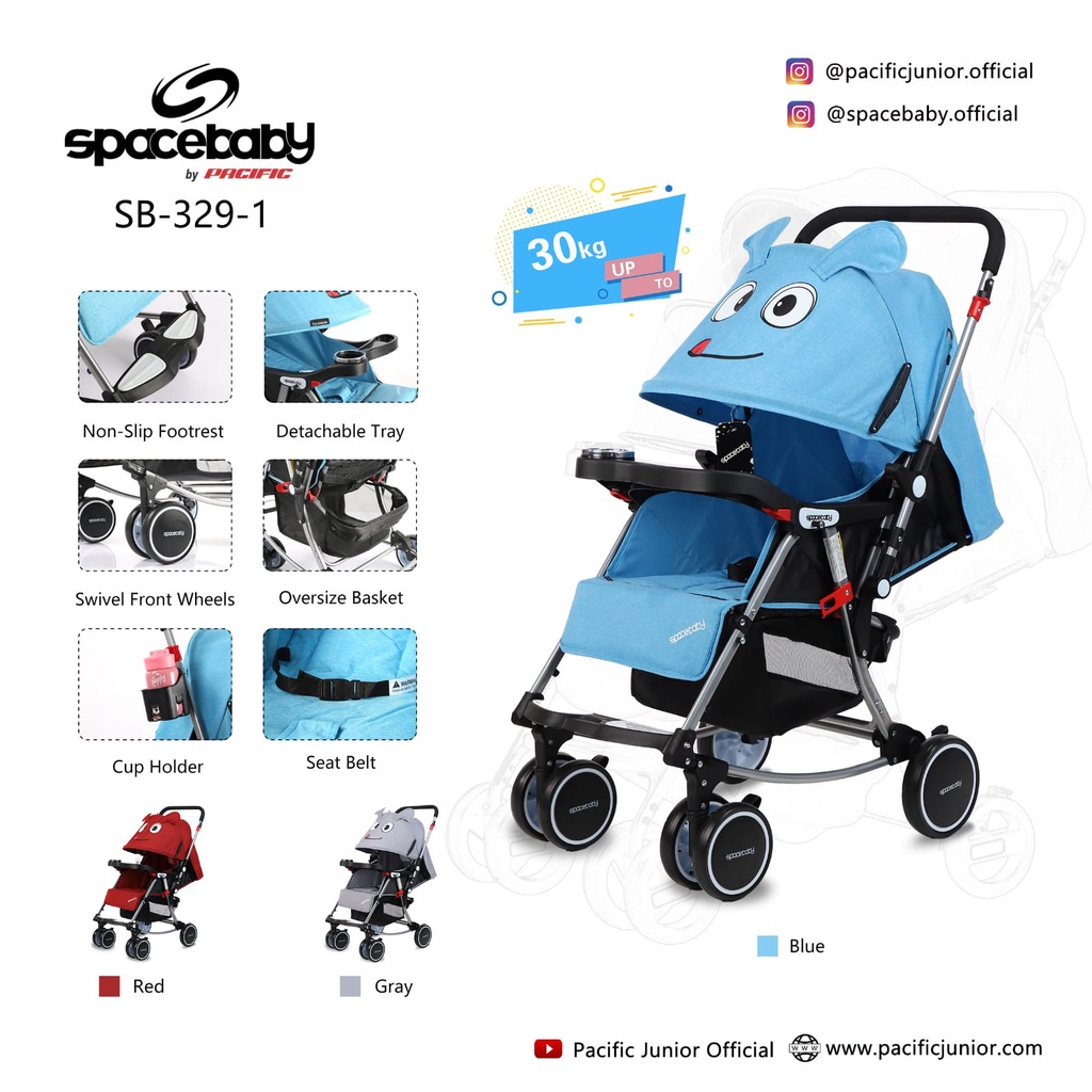 Space Baby Stroller Bayi Model Terbaru Tipe SB-329-1 / Kereta Dorong Bayi / Bisa Ayun / 3 Posisi / P