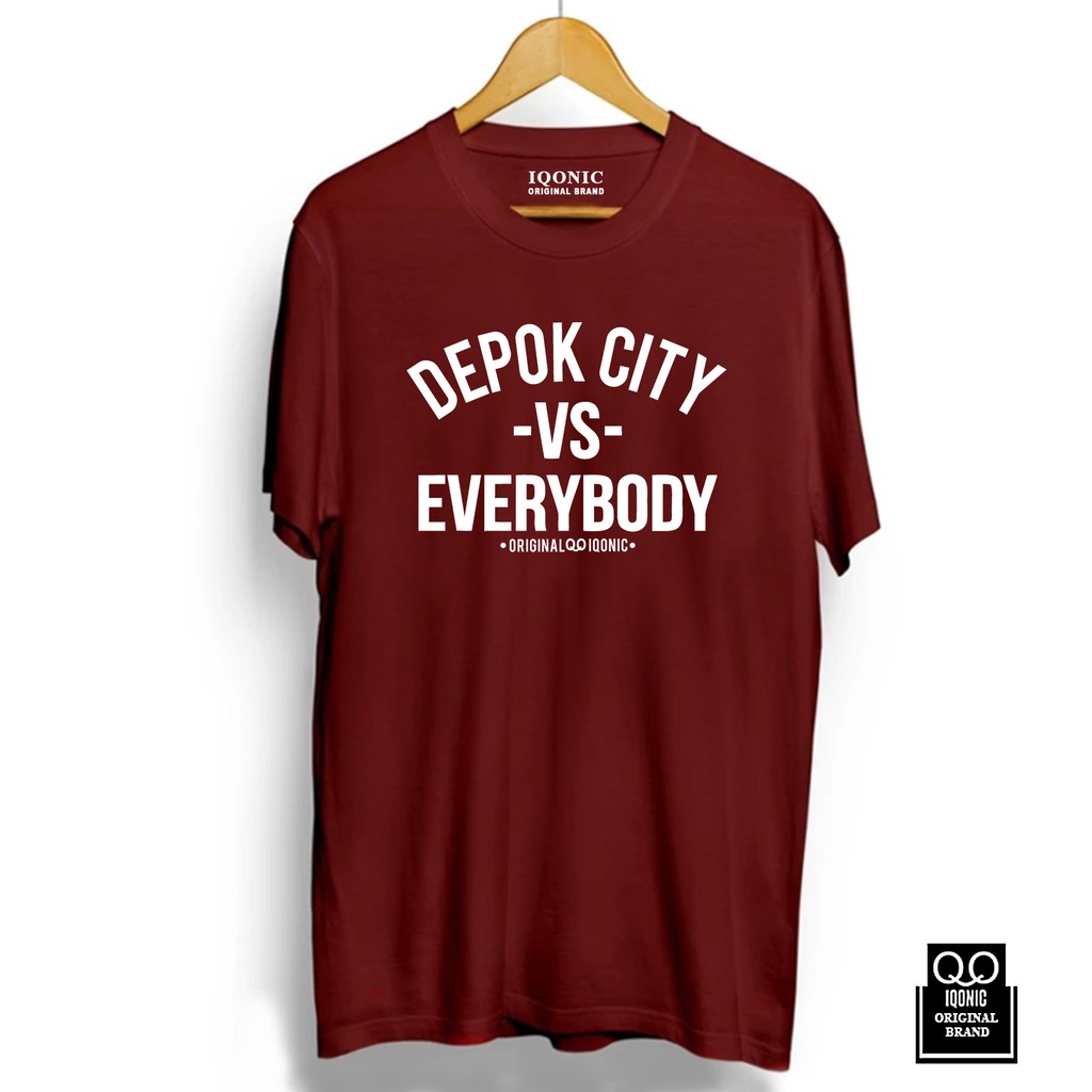 Kaos Distro Men &amp; Women DEPOK CITY VS EVERYBODY Text White- Original Premium Quality 100% Cat