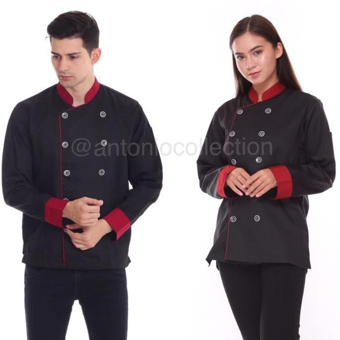 Putih Hitam Chef List Koki Baju