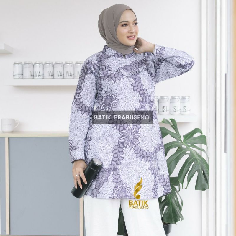 BATIK WANITA MOTIF MARSELA TUNIK PRABUSENO KATUN HALUS LAPIS TRIKOT ATASAN SERAGAM KANTOR TERBARU 20