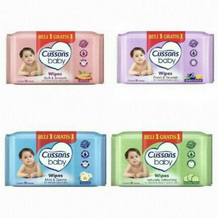 Cussons Baby Wipes Baby (Buy 1 Get 1) / Tissue Basah Bayi / Tissu Basah Bayi Pink Biru Hijau Ungu - Cusson Tisu Basah Bayi