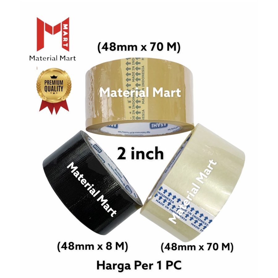 Lakban Bening 2 Inch | Plakban Coklat | Lakban Kain 2&quot; | Cloth Tape ORI | Material Mart