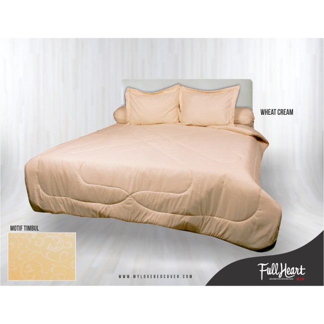 Sprei My Love Polos Full Heart Motif Wheat Cream Uk 160 x 200 Tinggi 30 cm