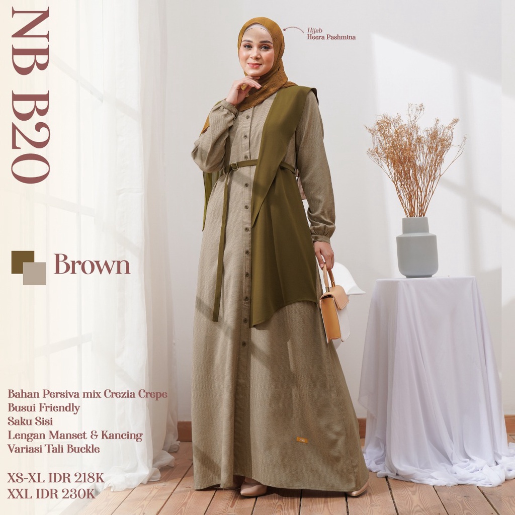 Nibras Gamis Nb B20 Bahan Persiva Dress Wanita Muslimah Jubah Syari Gamis Kondangan