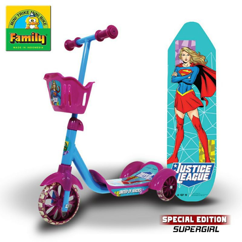 Scooter Anak sekuter anak skuter Family Special Edition Justice League SC 7801 [ Tidak Bermusik ]