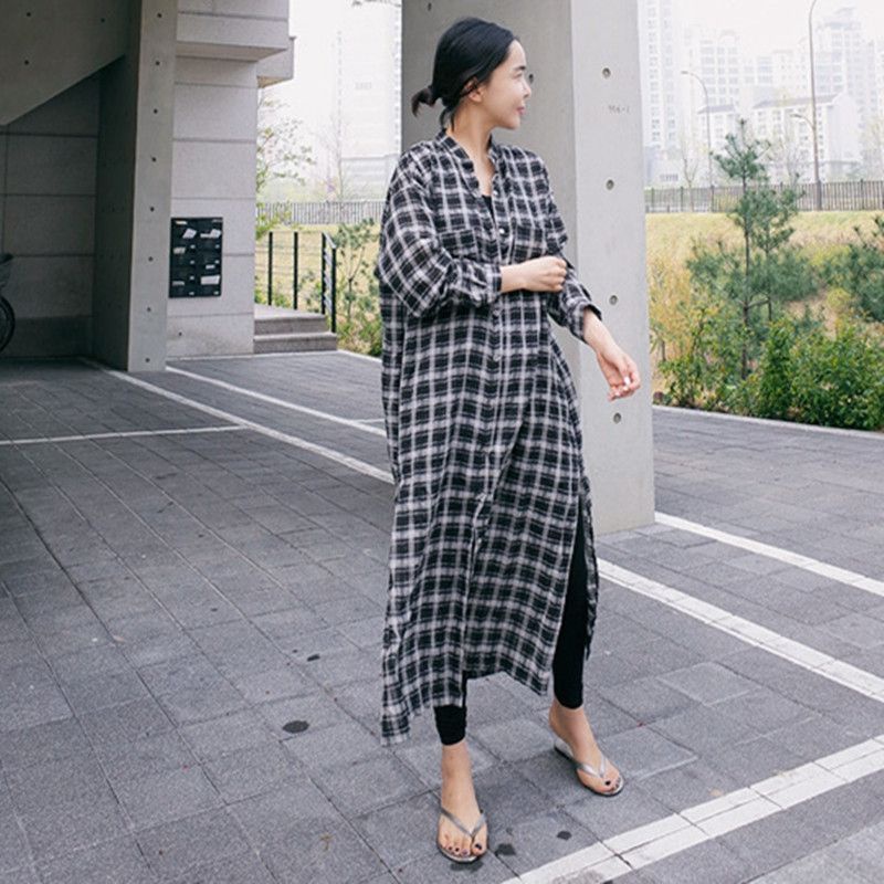 MDLV ~ 9238# Giralda Plaid Shirt Dress Slide Dress Kotak Fashion Import