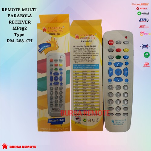 Remot / REMOTE MULTI PARABOLA RECEIVER MPeg2 Type RM-288+CH  Ecer Dan Grosir