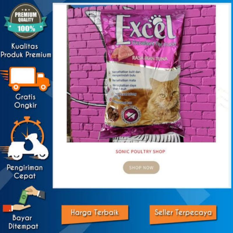 EXCEL  1/2 Kg TUNA - Pakan Kucing EXCEL 1/2 Kg Cat Food Dry Food Makanan Kering Kibble IKAN