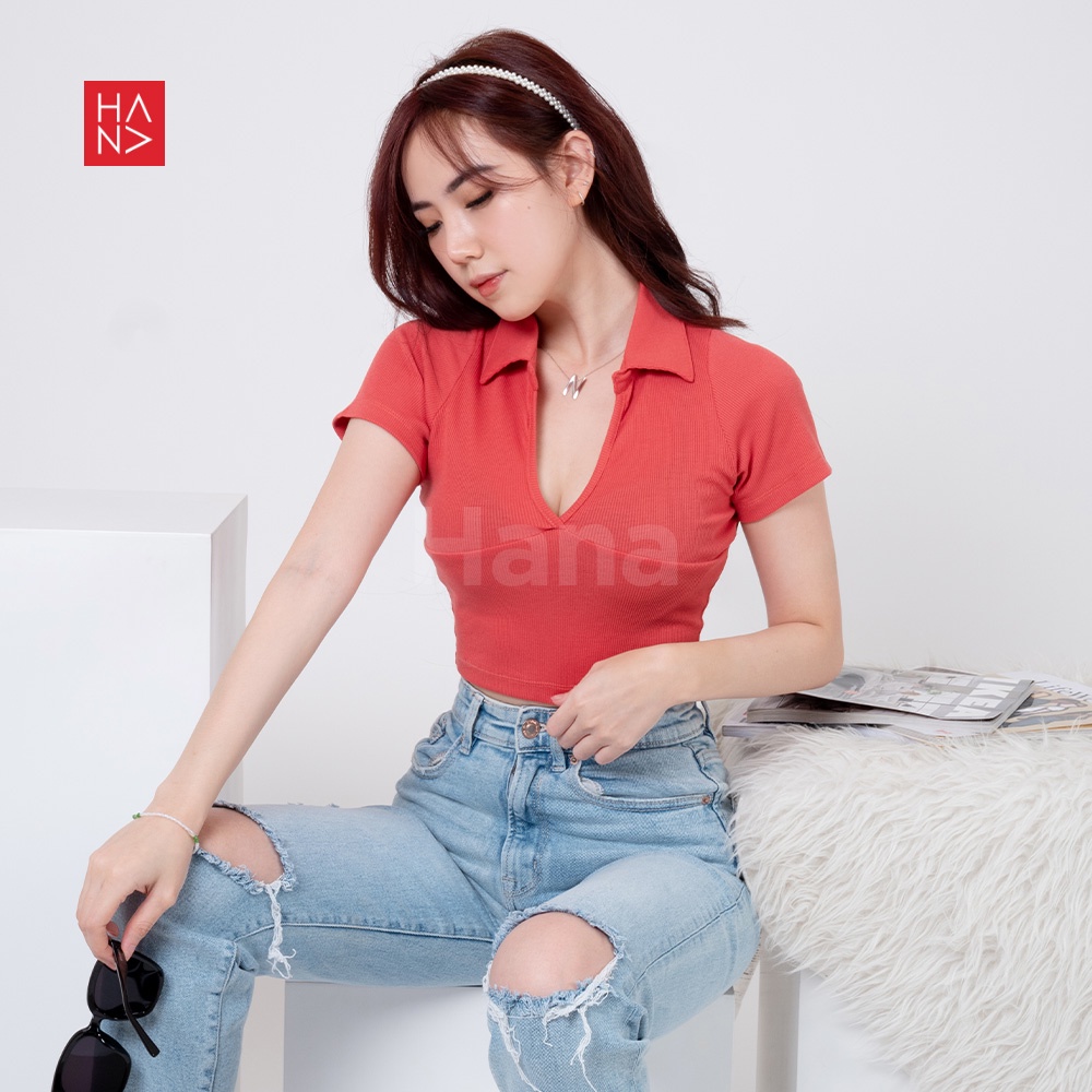 HanaFashion JKT - Estrella Crop Top Sexy Kaos Pendek Murah Wanita  - CT166