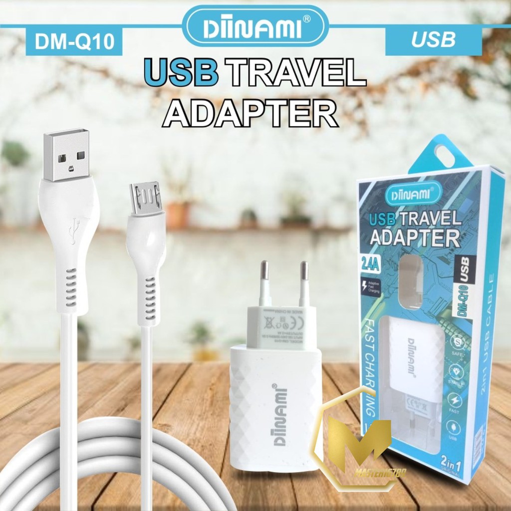 BM058 Diinami Q10 Cashan charger original 2.4Amper Samsung oppo xiaomi realme Vivo Free kabel Micro MA694