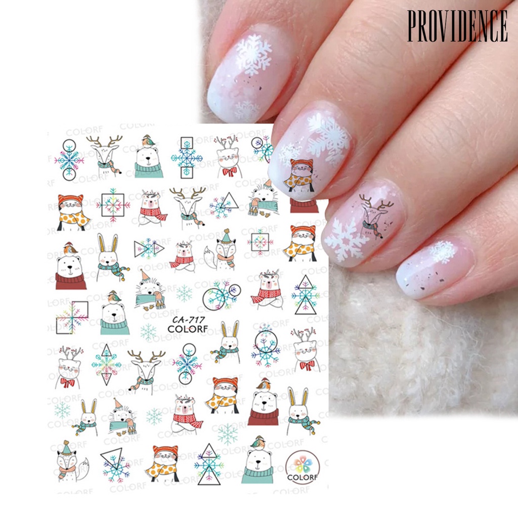 Providence Nail Sticker Christmas Patterns Non-Fading Colorful Winter Xmas Nail 3D Christmas Elk Sliders for Manicure