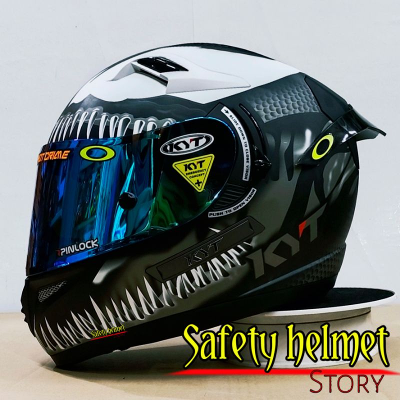 Kyt K2 RIDER- Modif paket Ganteng Redbull Helm full face Solid white double visor/helm dua kaca original-Venom