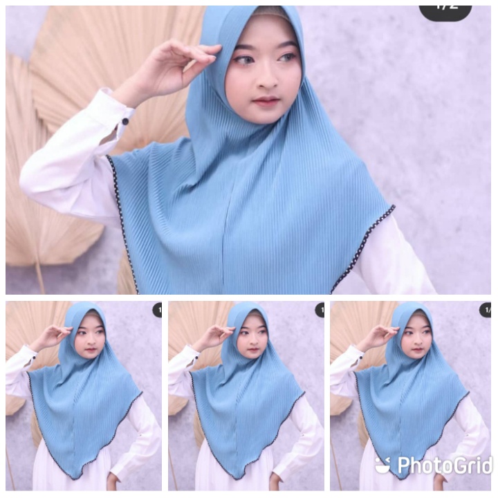 HIJAB PLISKET LIST POLKADOT HIJAB INSTAN