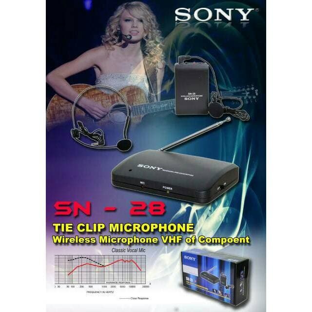 Sony Mic Clip On Wireless SN-28 microphone bando jepit