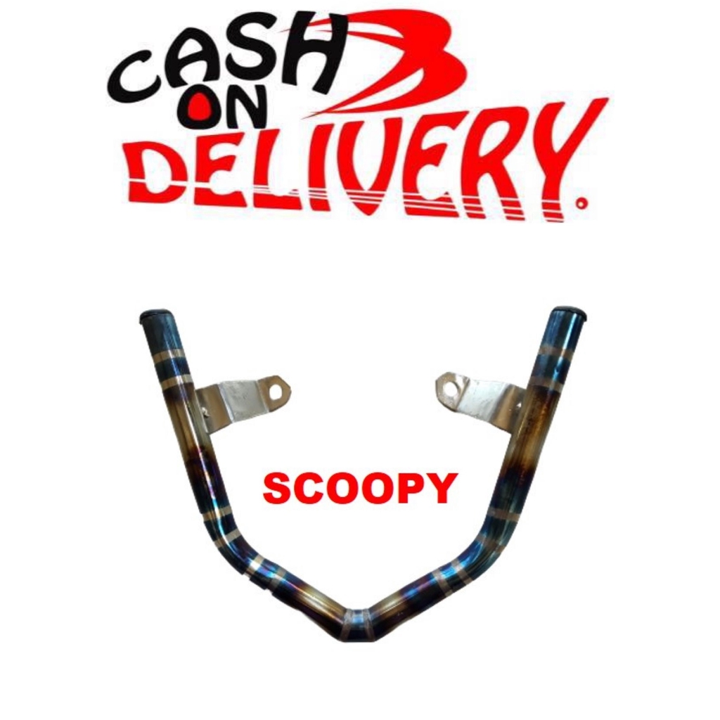 Behel Belakang Motor Scoopy Two Tone Bahan Full Stainless - Blue