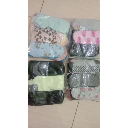 3 Pasang Kaos Kaki Pendek Motif Wanita Dewasa