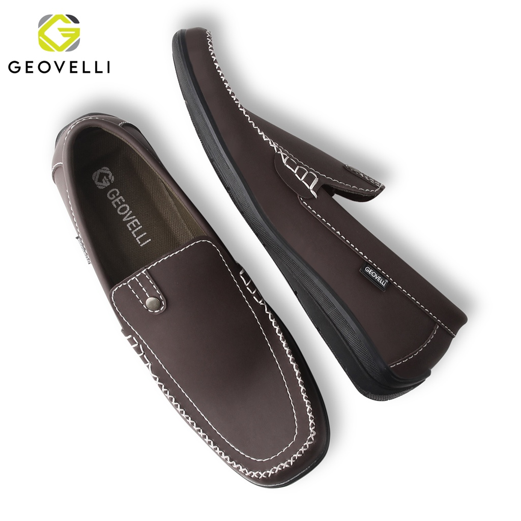 Sepatu Casual Pria Coklat Coffee Gvl.Geovelli Kerja Kantor Model Rajut Gvl-1971 - Loafer