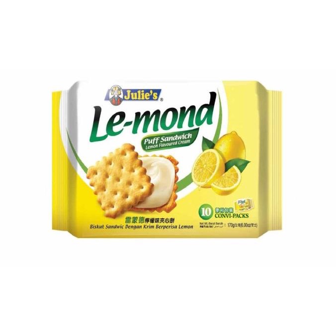 

MINISO Julie (Lemon, 170g) Biskuit Sandwich Rasa Lemon Makanan Ringan