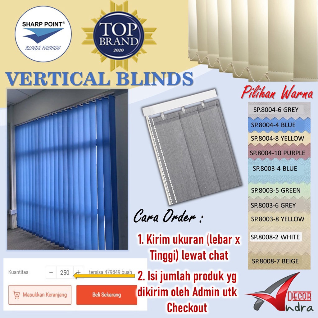 TERLARIS  GORDEN VERTICAL BLIND RUMAH KANTOR SEKOLAH MINIMALIS MURAH SHARP POINT