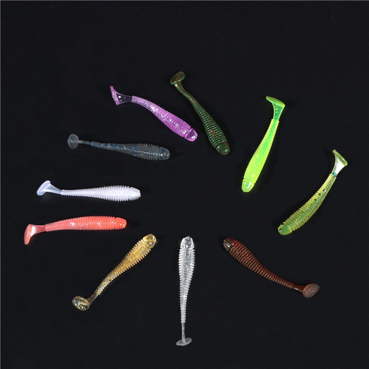 【CHECKOUT 99RP】1Pcs Softworm 5cm 0.7g Umpan Pancing Swimbait Fishing Lure Ikan Bass Wobbler Kail Memancing Luminous Softlure Bahan Karet Silikon Lembut UkuranTackle