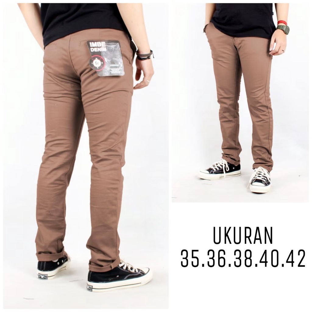 CELANA PRIA CHINO PANJANG JUMBO BIG SIZE ORIGINAL IMBE DENIM - KREAM