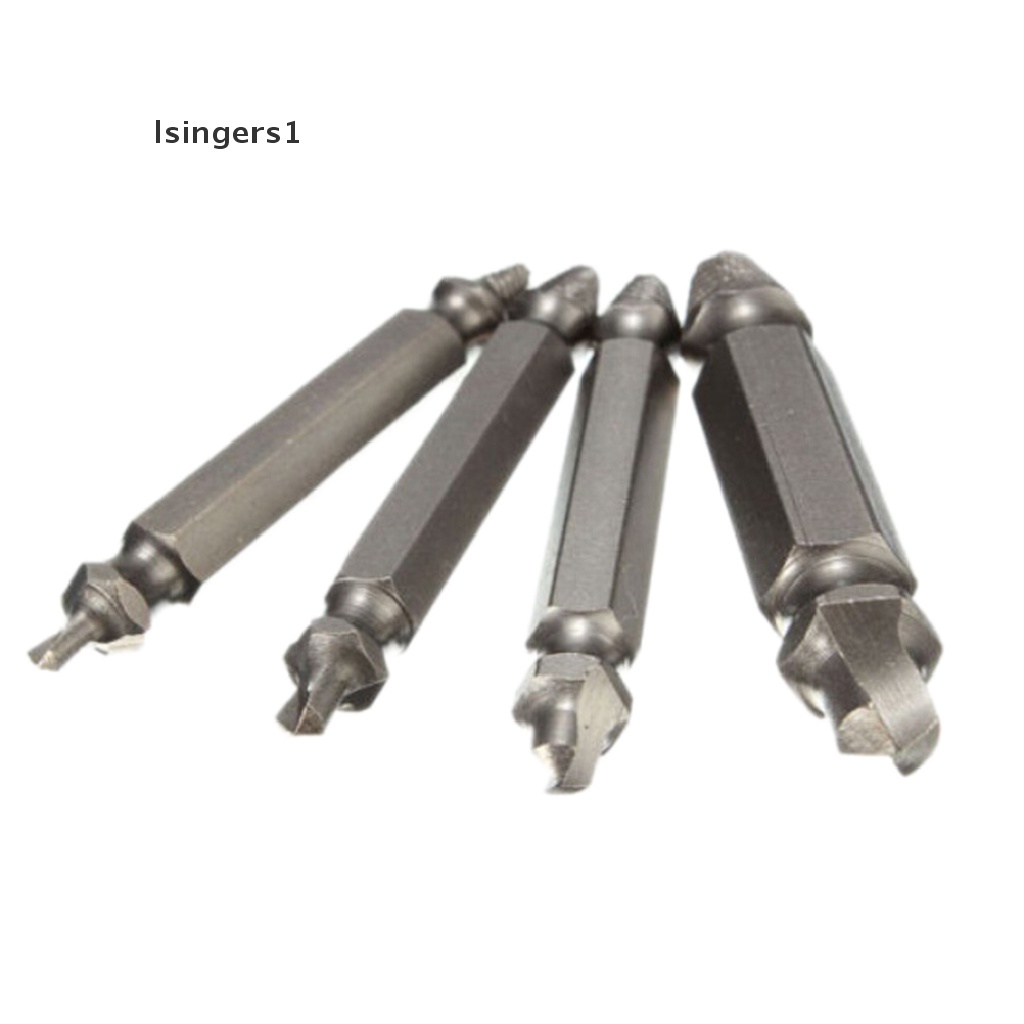 (lsingers1) 4pcs / Set Alat Ekstraktor Sekrup Rusak Dua Sisi