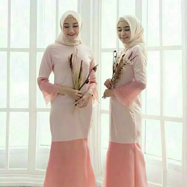 Dress mermaid  busui satin silk kombi organza sutra