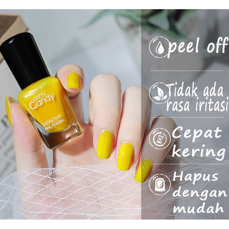 (21-40) OULISI CANDY kutek peel off HALAL nail polish water base kutek sehat kutek gel