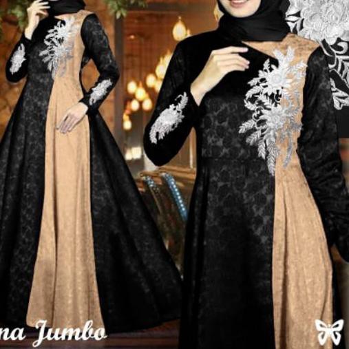 ♬ ELDE 5 Reniana Gamis Maxi JUMBO NEW SIZE XL 3XL 5XL maxi pesta bahan baloteli embosh variasi bunga