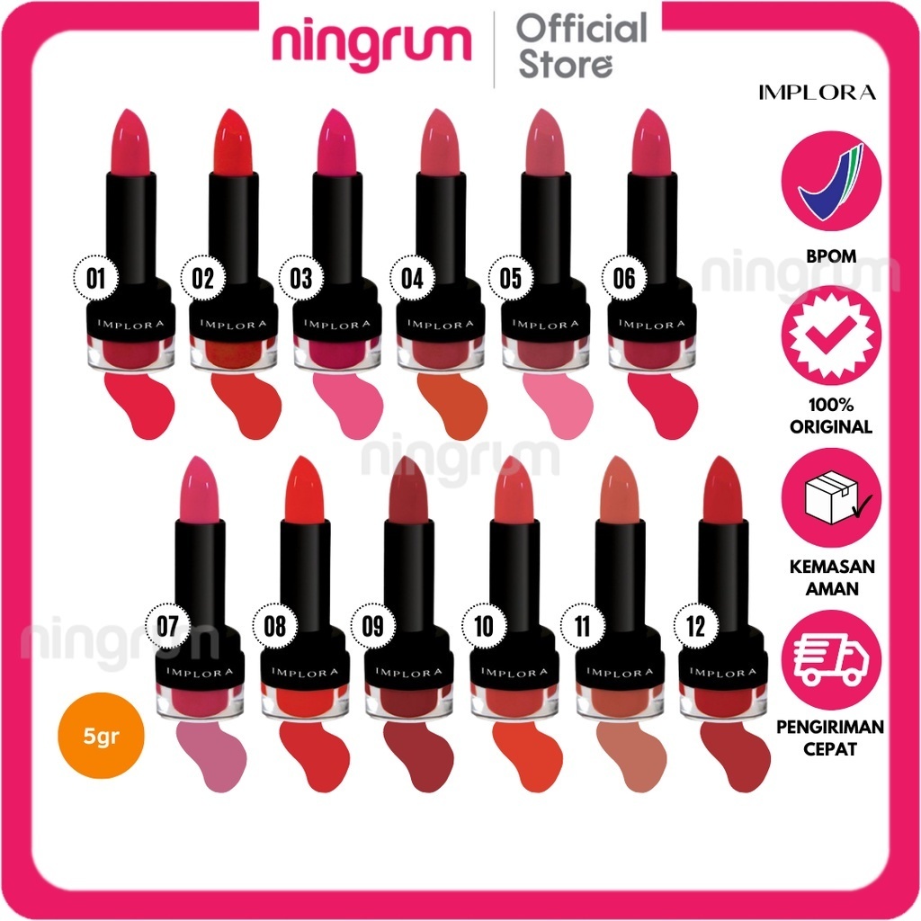 Ningrum - Implora Lipstik Hitam 2211 - Lipstik Implora Tahan Lama 100% Original BPOM - 5115