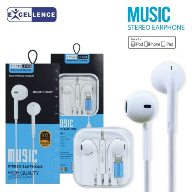Headset Handsfree Earphone Lightning Audio Jack Lightning Original Excellence Garansi Resmi