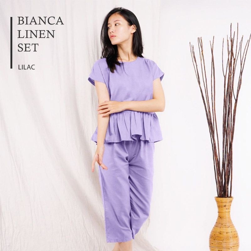 Bianca Linen Setelan Celana Wanita / Casual setelan wanita