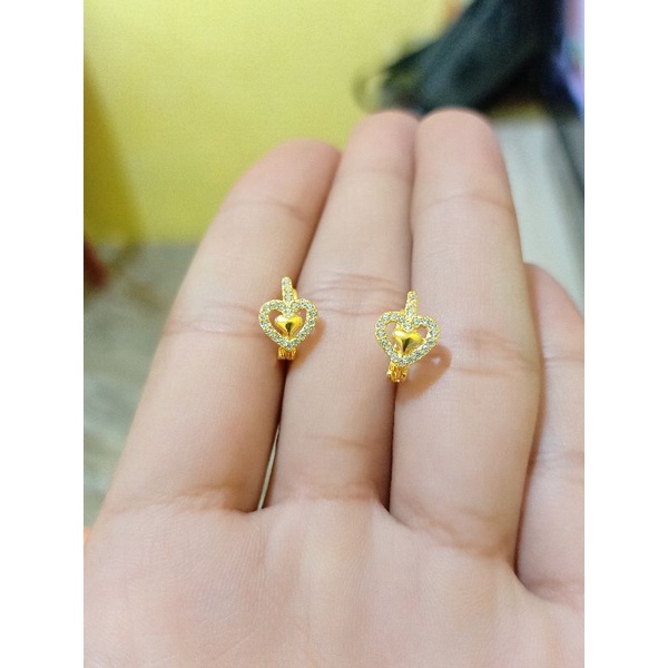 ANTING DEWASA LOVE PERAK 925 LAPIS MAS PUTIH IMPORT