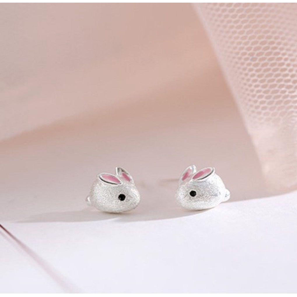 Lily 1pasang Anting Kelinci Kecil Alloy Silver Needle Stud Kualitas Tinggi Lucu