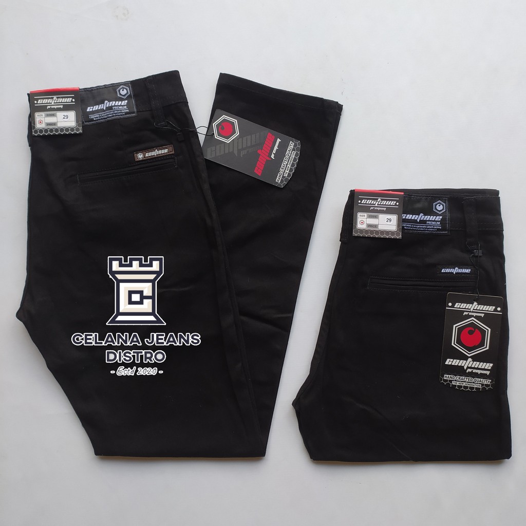 Celana Chino Panjang Hitam Pria Distro Continue