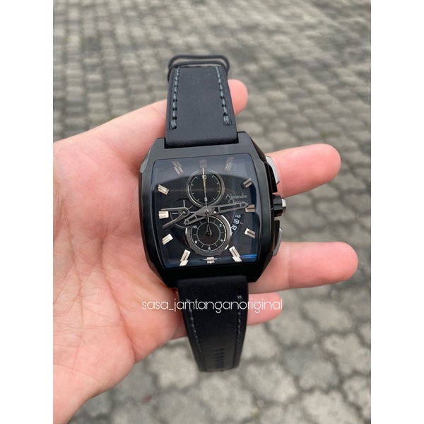 Jam Tangan Alexandre Christie Ac 6617 Original Black Pria Kulit