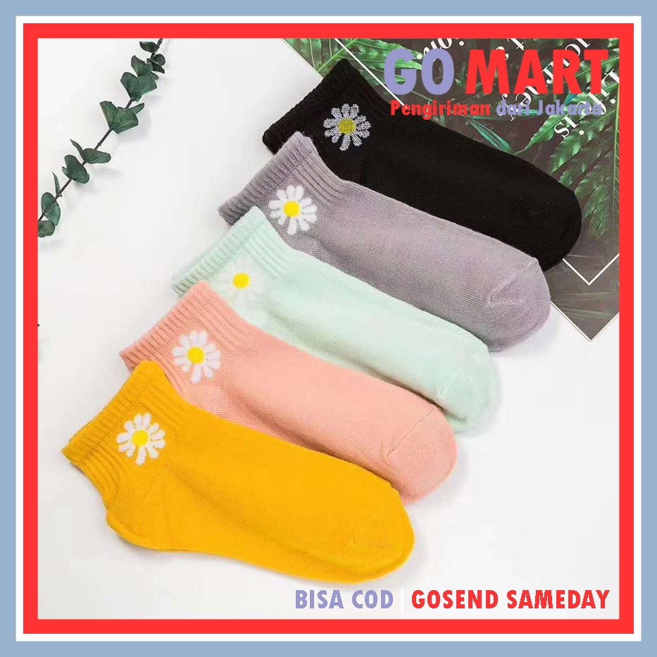 Kaos Kaki Pendek Wanita Import Motif Bunga Krisan - Kaos kaki Pendek Ankle Dewasa Import Korea KK02