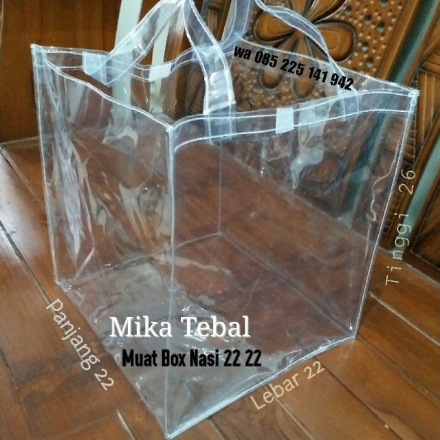 Tas Mika Transparan Souvenir Goodie Bag Ukuran Besar P 22 L 22 T 25 Muat Box Nasi