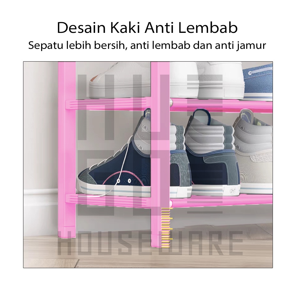 HUGO Tempat Sepatu Rak Sepatu Sandal Multifungsi Bahan Plastik &amp; Besi