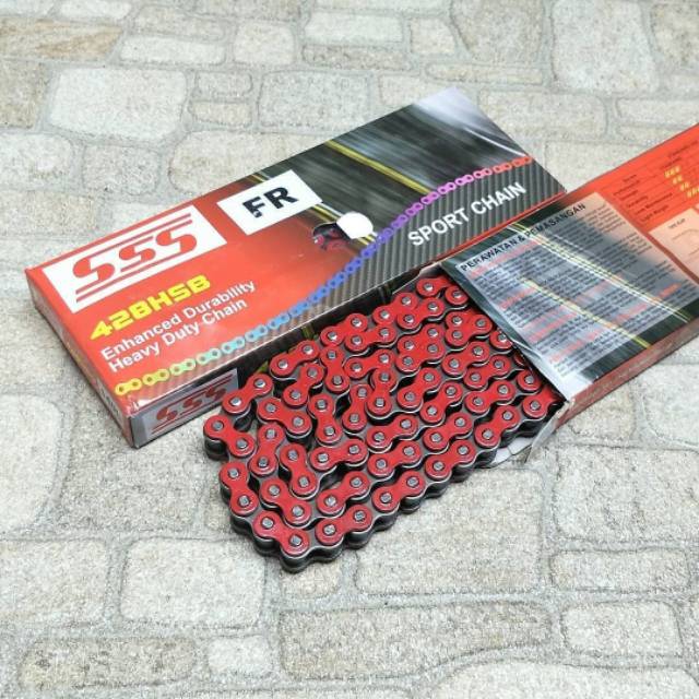 Rantai SSS 428 Hsb - 130/140L  Warna Merah