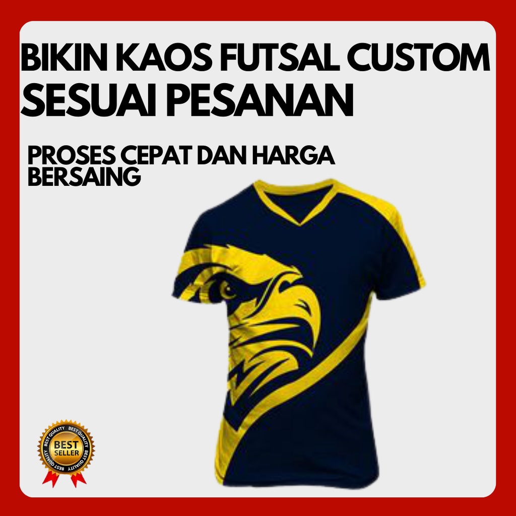 Kaos Jersey Futsal Bola Basket Badminton Mancing Running Setelan Sablon Printing Polos Custom Design