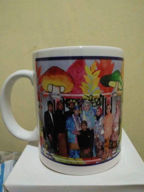 Min 12pcs - Souvenir Mug Cetak One Month / Hampers / Ultah / Manyue / Aqiqah Free Box Putih