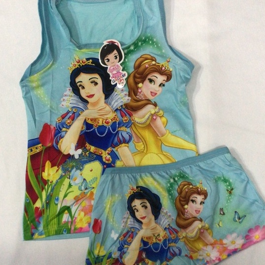 SETELAN SINGLET ANAK LUCU DALAMAN ANAK CEWE PEREMPUAN SINGLET BOXER KARAKTER PRINCESS PUTRI