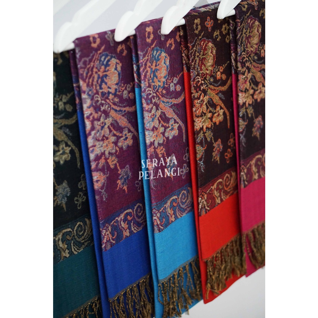 Pashmina Cashmere Metalik 01 | Selendang | Scarf | Syal | Shawl | Pasmina Kashmir | Souvenir | Hadiah Ulang Tahun | Birthday Gift | Aksesoris Fashion Wanita Pria | Premium Import Quality | Grosir Murah | Luxury Scarf