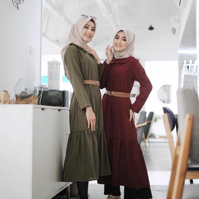 TUNIK PAULA REMPEL (TANPA BELT) BUSUI BUMIL DRESS MOSCREPE PREMIUM