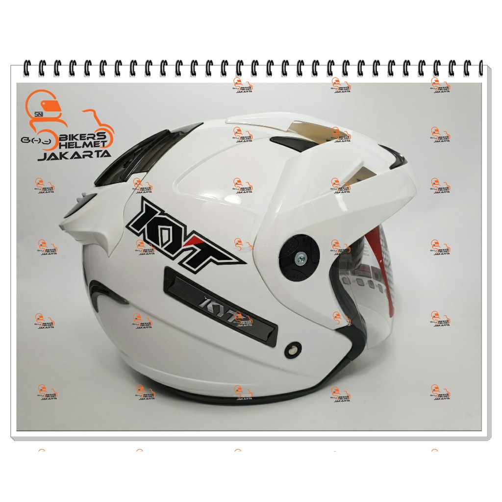 KYT HELM SCORPION KING SOLID WHITE DOUBLE VISOR HALF FACE