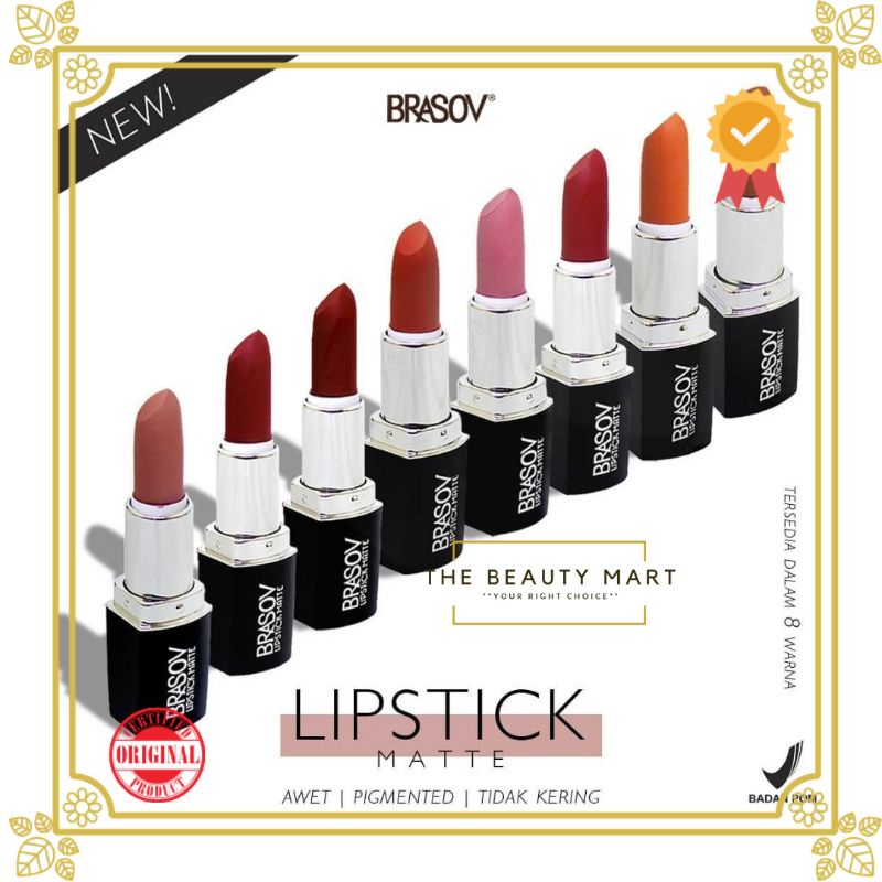 BRASOV Lipstick Matte 3.8g BPOM | lipstik mate