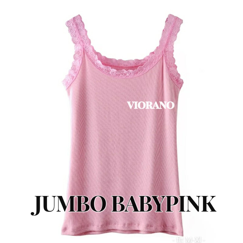 Tanktop Renda Wanita Jumbo Viorano / Camisol Tangtop Singlet Cewek Renda Jumbo Super Soft Fit XXL