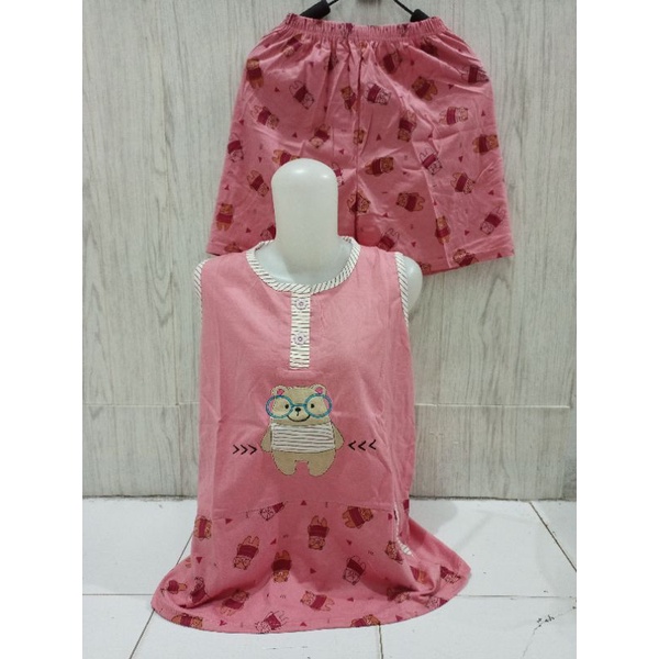 Set Yukensi sielie 3per4 Kaos tebal / Setelan baju tidur kaos bordir